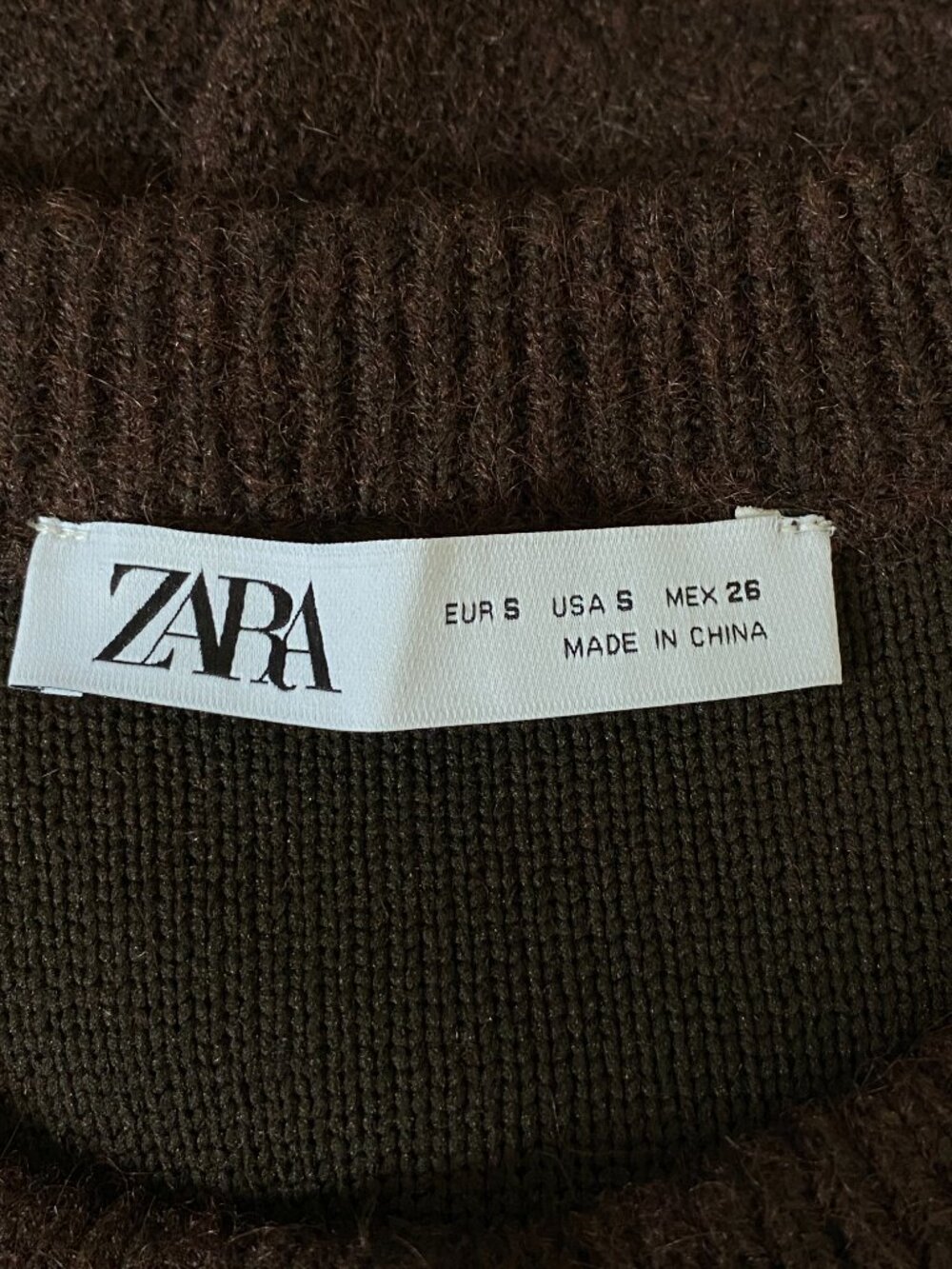 Zara Chocolate Brown Cropped Cardigan Sweater Floral Buttons Wool Academia-S - Picture 6 of 8